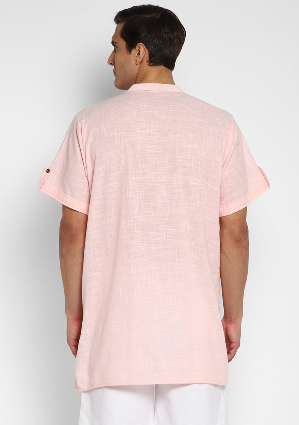 Pink Cotton Shirt and Shorts For Men