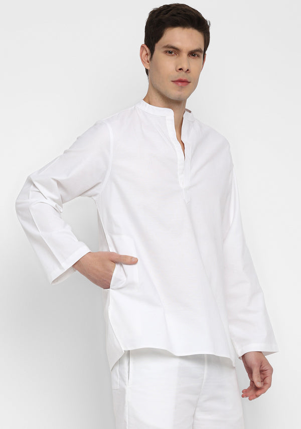 White Cotton Shirt and Shorts For Men