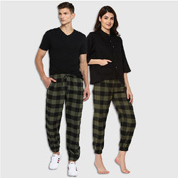 Couple's Wear - Green Black Checked Flannel Loungewear for "HIM & HER"