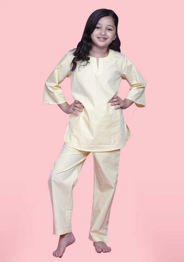 Soft Yellow Cotton Night Suit For Kids - unidra.myshopify.com