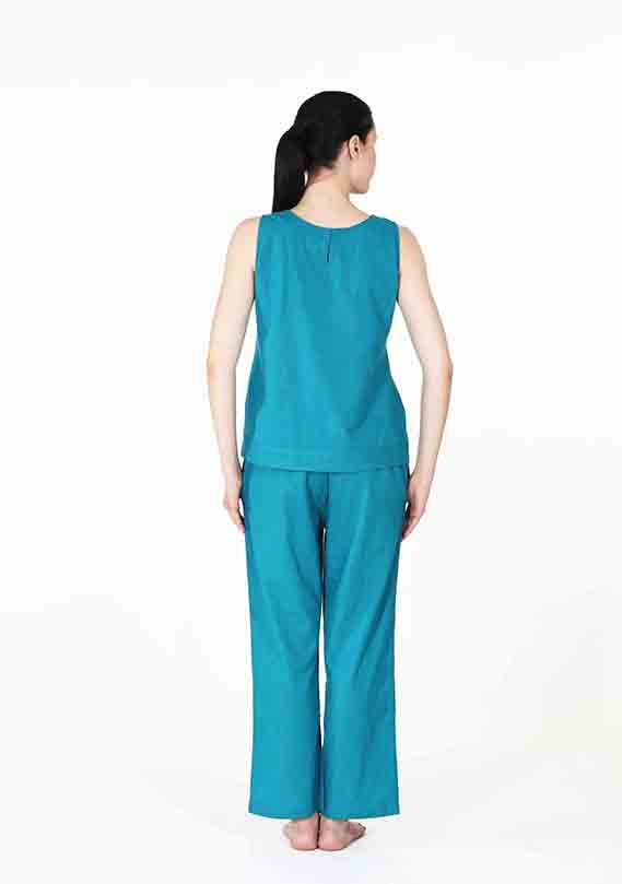 Turquoise Sleeveless Cotton Yoga Wear - unidra.myshopify.com