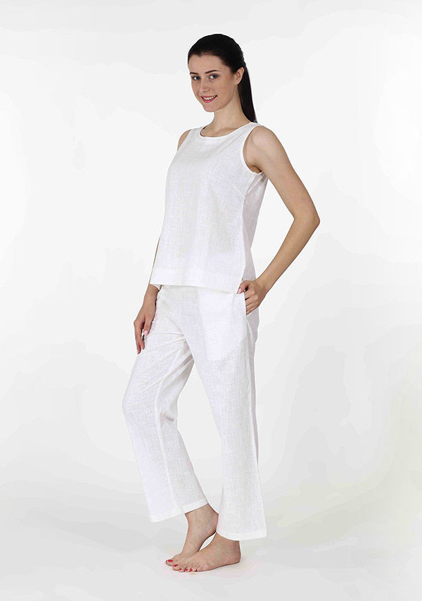 White Sleeveless Cotton Yoga Wear - unidra.myshopify.com