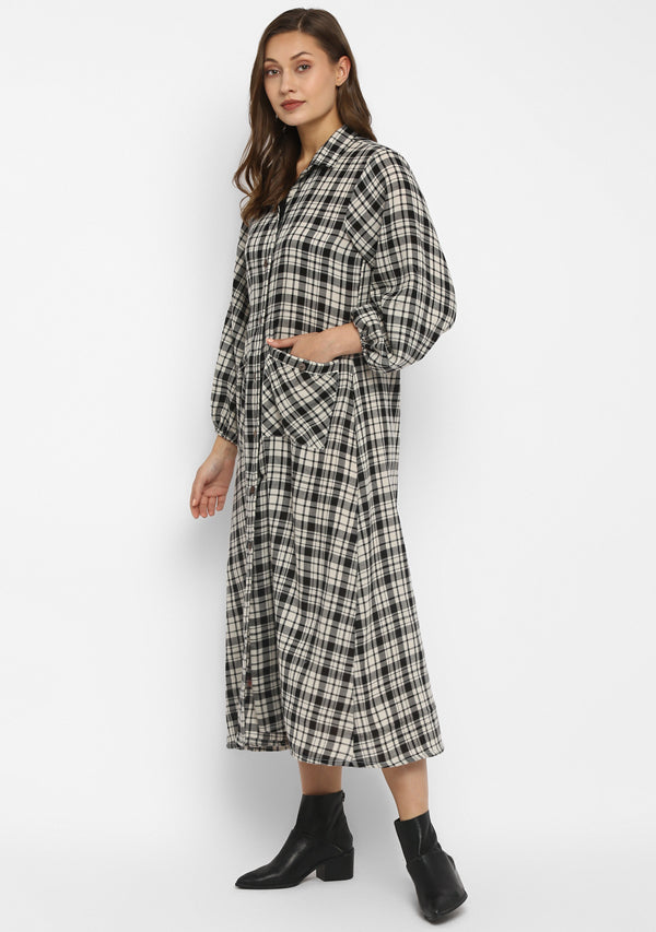 Mid-Length Dress Black and White Houndstooth Technical Cotton Jacquard |  DIOR