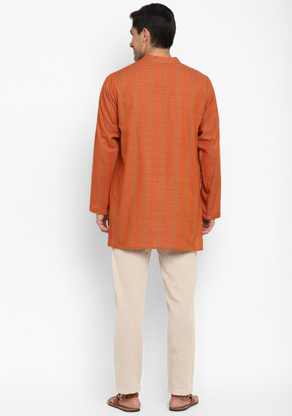 Rust Green Fine Check Cotton Shirt and Pyjamas For Men - unidra.myshopify.com