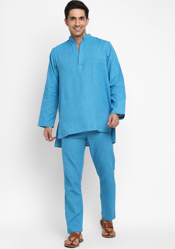 Turquoise Cotton Shirt and Pyjamas For Men - unidra.myshopify.com