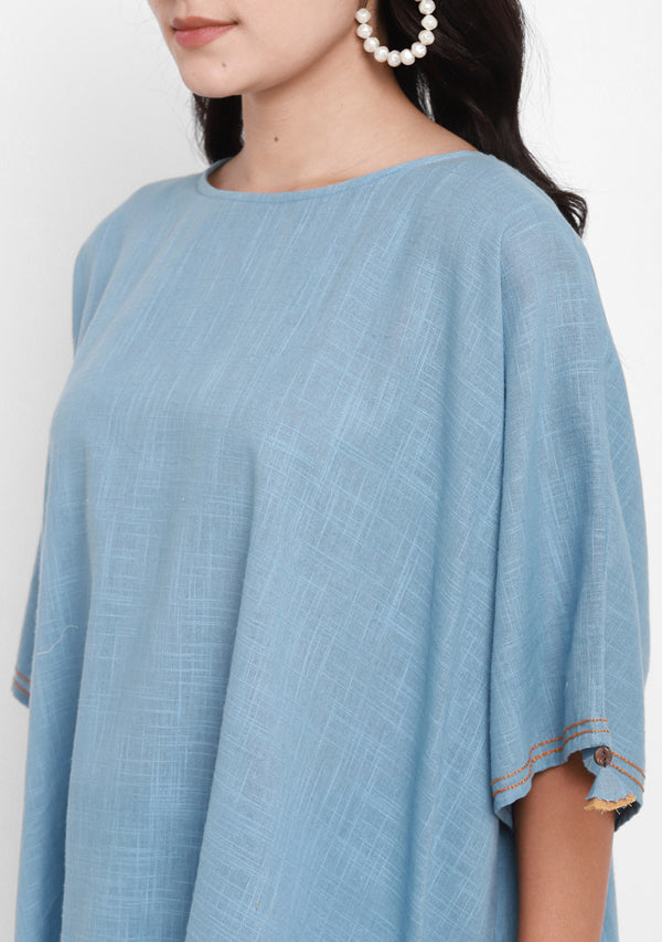 Sky Blue Asymmetric Cotton Tunic - unidra.myshopify.com