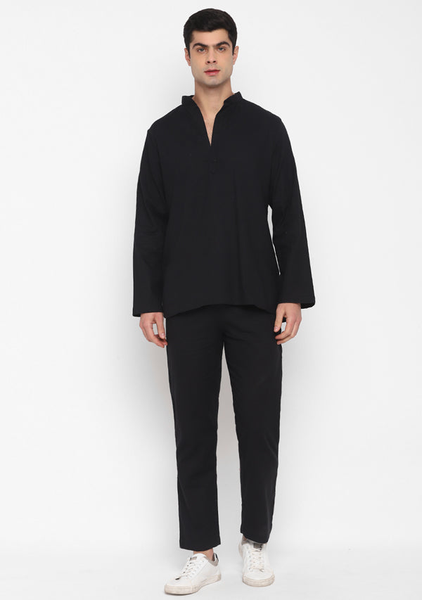 Black Cotton Shirt and Pyjamas For Men - unidra.myshopify.com