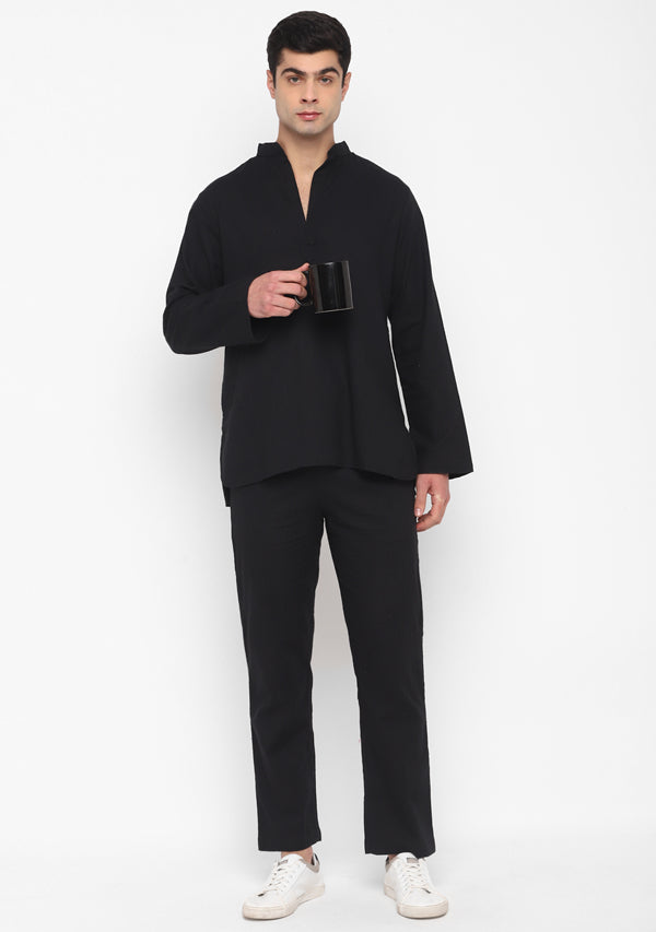 Black Cotton Shirt and Pyjamas For Men - unidra.myshopify.com