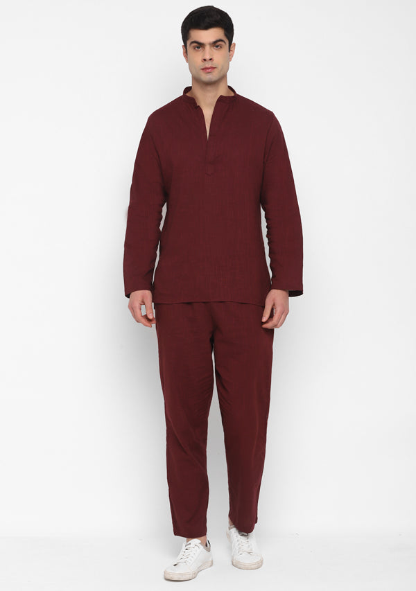 Wine Maroon Cotton Shirt and Pyjamas For Men - unidra.myshopify.com