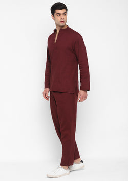 Wine Maroon Cotton Shirt and Pyjamas For Men - unidra.myshopify.com
