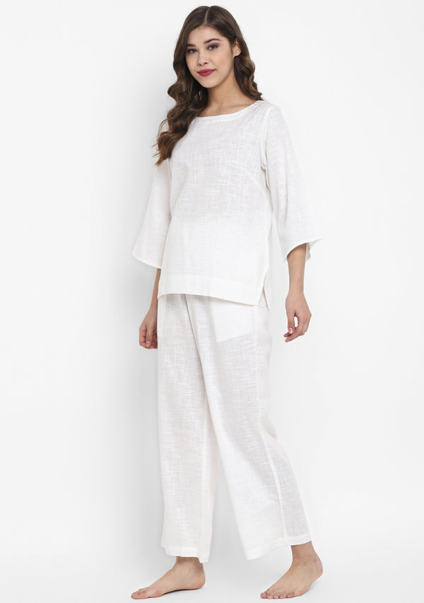Couple's Wear - White Cotton Loungewear for "HIM & HER"