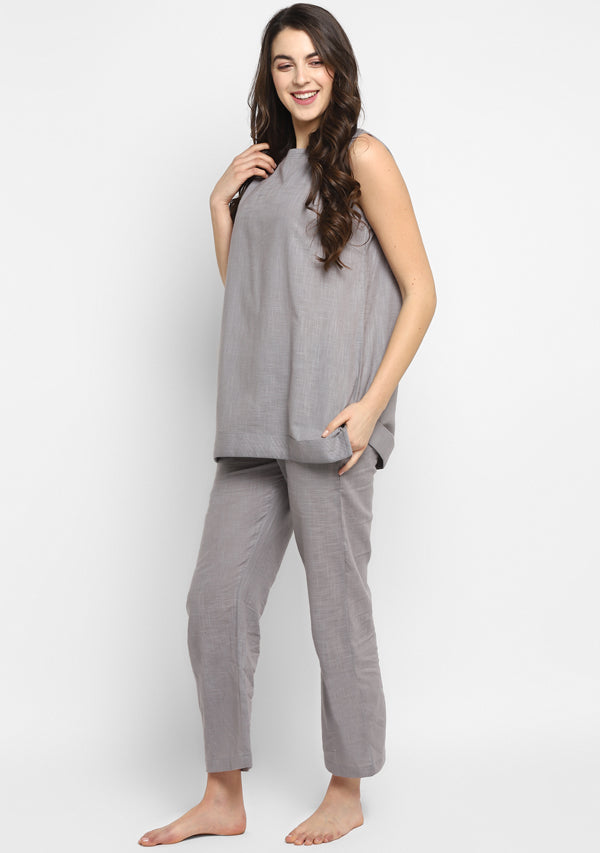 Grey Sleeveless Cotton Yoga Wear - unidra.myshopify.com