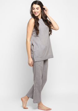 Grey Sleeveless Cotton Yoga Wear - unidra.myshopify.com