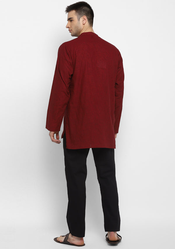 Maroon Black Check Cotton Shirt and Pyjamas For Men - unidra.myshopify.com