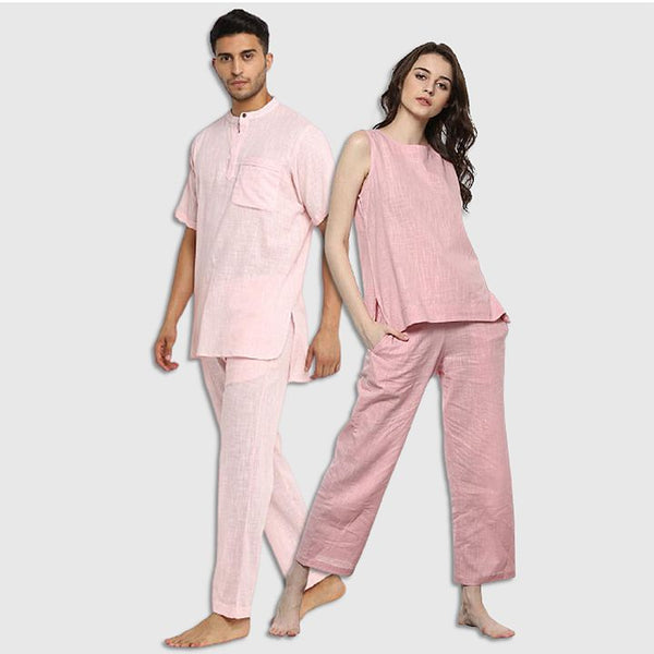 Couple's Wear - Baby Pink Cotton Loungewear for "HIM & HER"