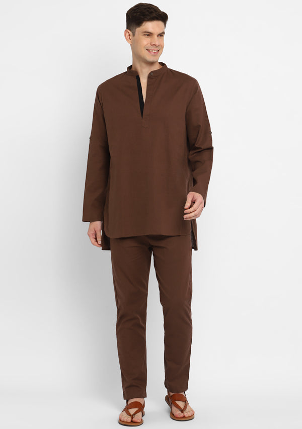 Brown Cotton Shirt and Pyjamas For Men