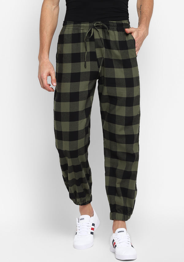 Couple's Wear - Green Black Checked Flannel Loungewear for "HIM & HER"