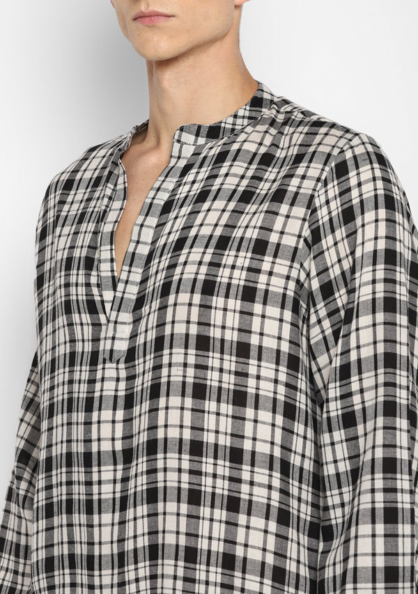 Couple's Wear - White Black Checked Flannel Loungewear for "HIM & HER"