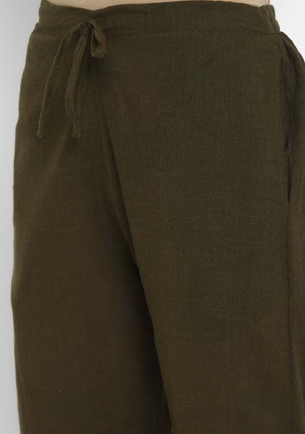Military Green Asymmetric Cotton Co-ord Set