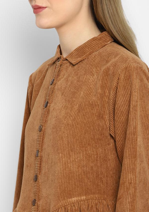 Corduroy Brown Dress With Buttons