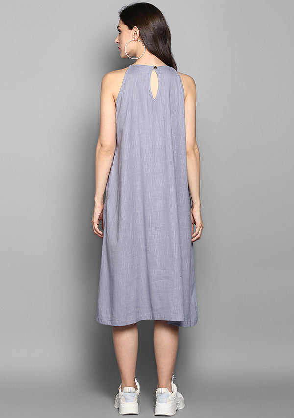 Grey Sleeveless Cotton Strap Dress - unidra.myshopify.com