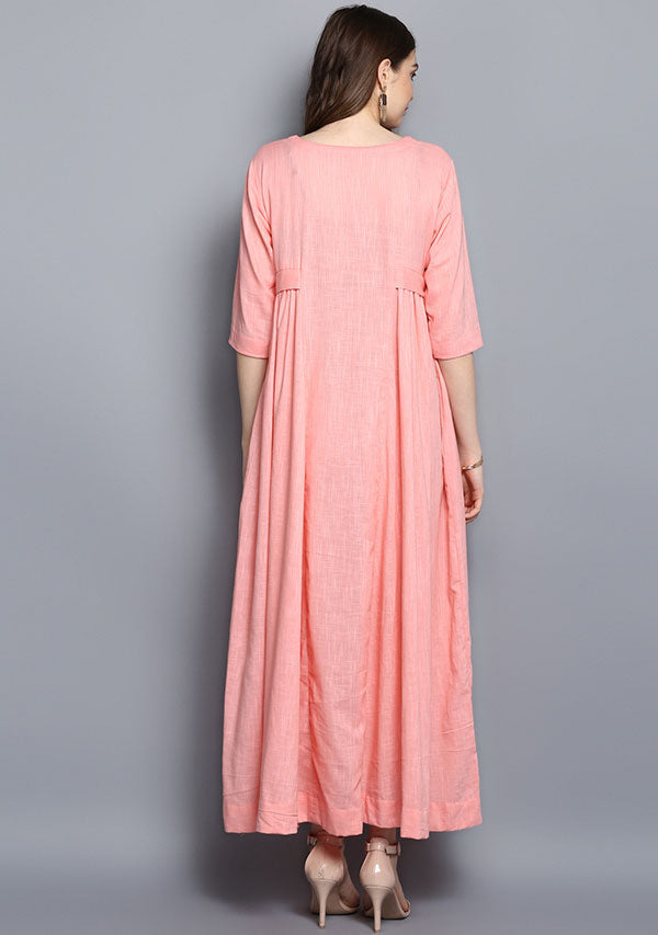 Baby Pink Cotton Dress with Side Gathers - unidra.myshopify.com