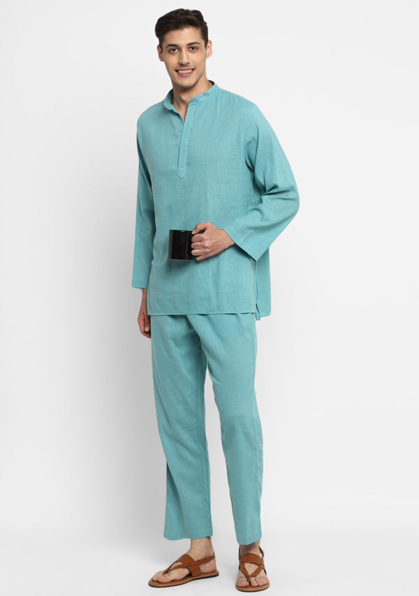 Aqua Cotton Shirt and Pyjamas For Men - unidra.myshopify.com