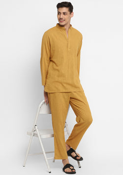Mustard Cotton Shirt and Pyjamas For Men - unidra.myshopify.com