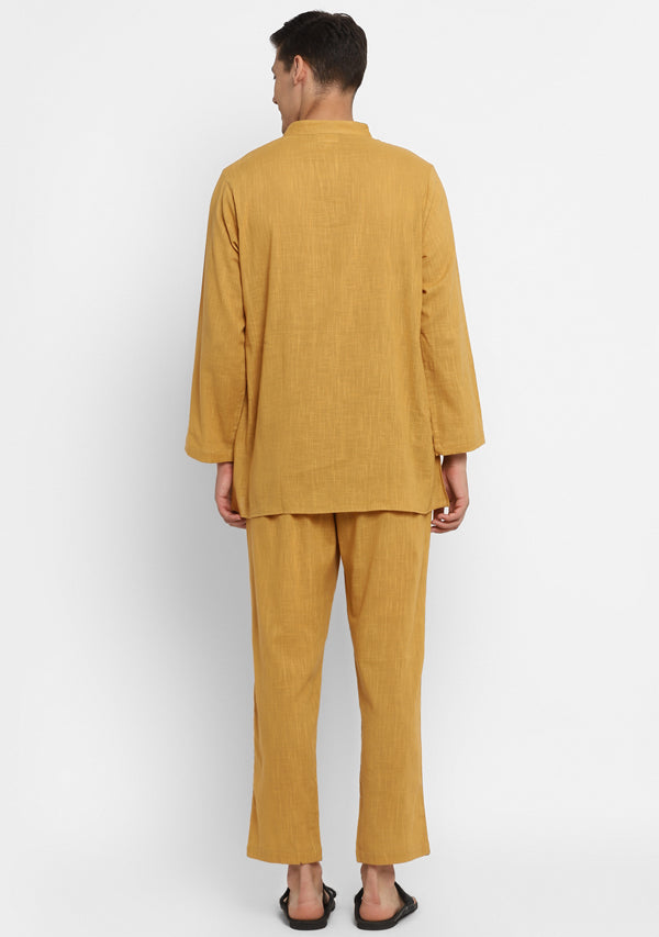 Mustard Cotton Shirt and Pyjamas For Men - unidra.myshopify.com