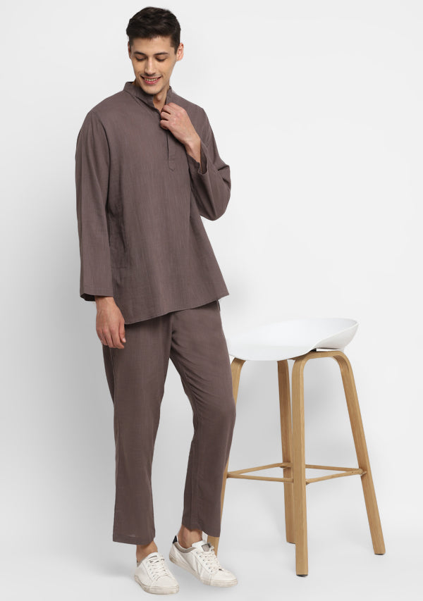 Grey Cotton Shirt and Pyjamas For Men - unidra.myshopify.com
