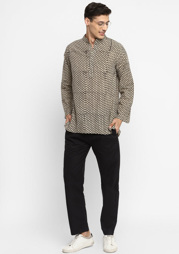 Black Ivory Hand Block Printed Cotton Shirt and Pyjamas For Men - unidra.myshopify.com