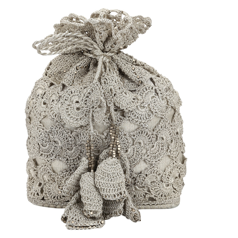 Aqua Luxury Cotton  Kaftan with Hand Crocheted Antique Silver Zari Neckline - unidra.myshopify.com