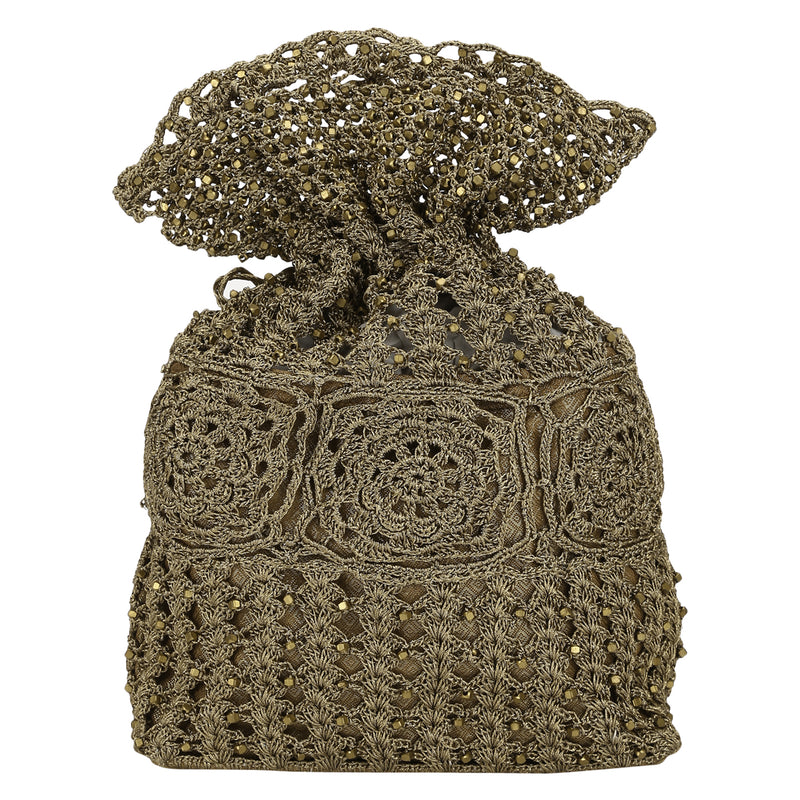 Luxury  Hand Crocheted Antique Gold Zari Pouch - unidra.myshopify.com