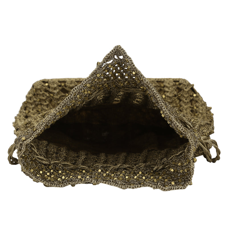 Luxury  Hand Crocheted Antique Gold Zari Pouch - unidra.myshopify.com