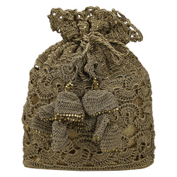 Luxury Hand Crocheted Antique Gold Zari Pouch - unidra.myshopify.com
