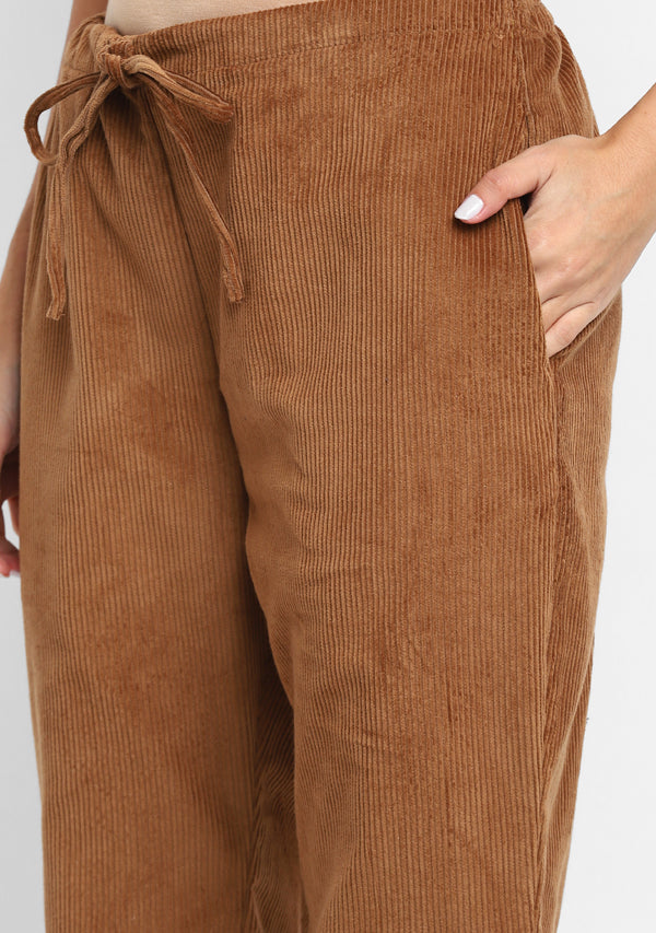 Corduroy Brown Collared  Co-ord Set