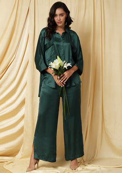 Embrace Teal Green Modal Collared Co-ord Set/Hang Out