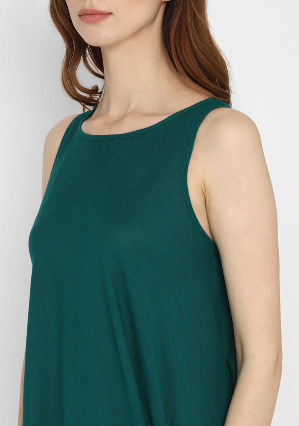 Women Solid Green Off-Shoulder Neck Crepe Thigh-High Slit Flared A-Line  Maxi Dress - Berrylush
