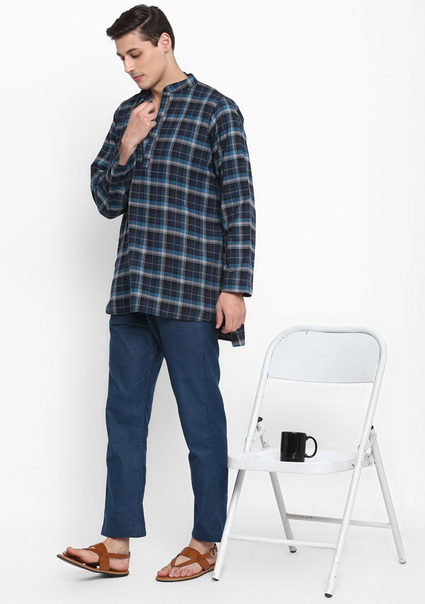 Flannel  Navy Blue  Check Shirt and Pyjamas For Men - unidra.myshopify.com