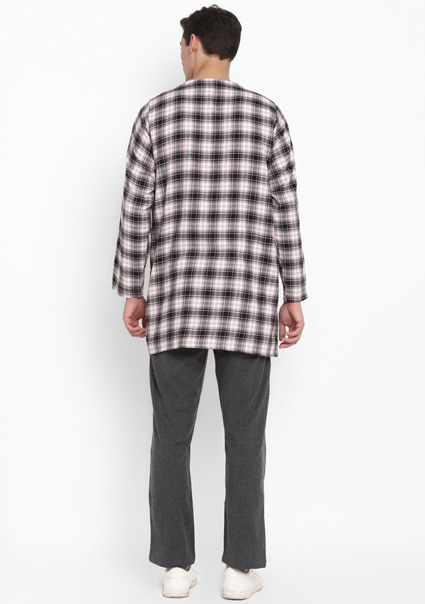 Flannel Ivory Grey Check Shirt with Pyjamas For Men - unidra.myshopify.com