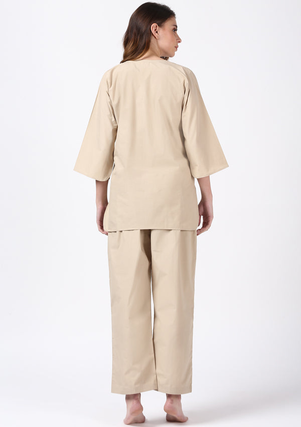 Beige Cotton Night Suit - unidra.myshopify.com