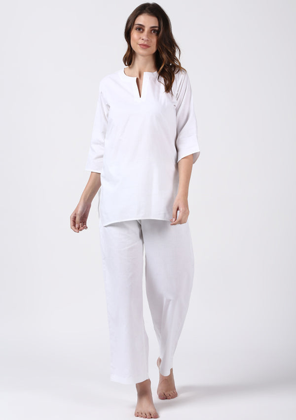 White Cotton Night Suit - unidra.myshopify.com