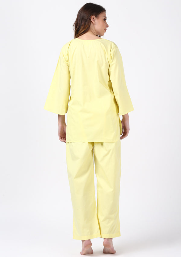 Soft Yellow Cotton Night Suit - unidra.myshopify.com