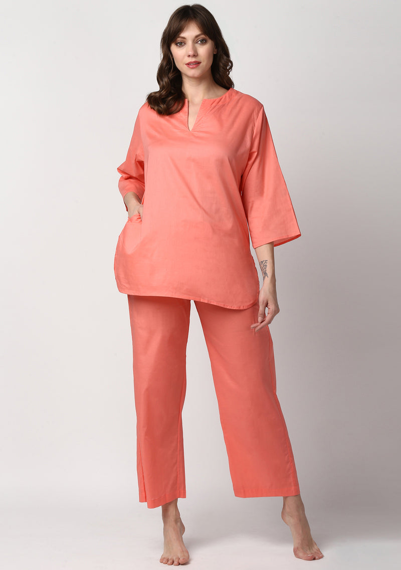 Peach Cotton Night Suit - unidra.myshopify.com