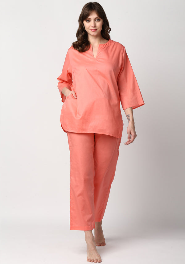 Peach Cotton Night Suit - unidra.myshopify.com