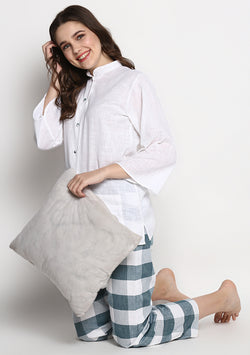 White Green Check Pyjama Set - unidra.myshopify.com
