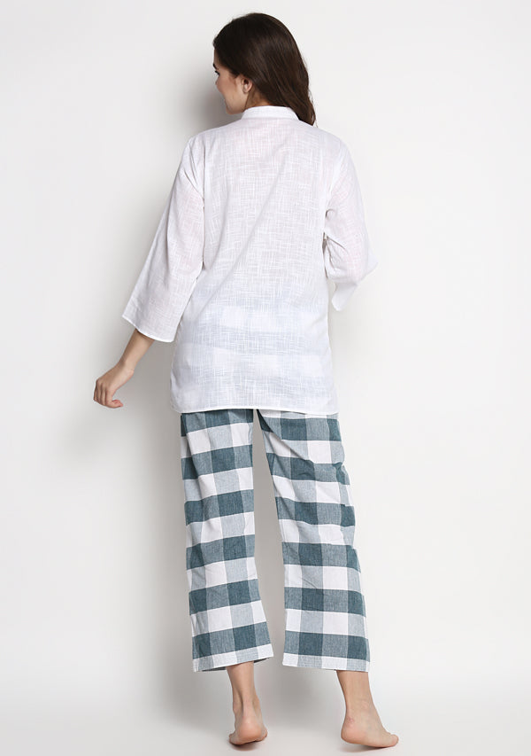 White Green Check Pyjama Set - unidra.myshopify.com