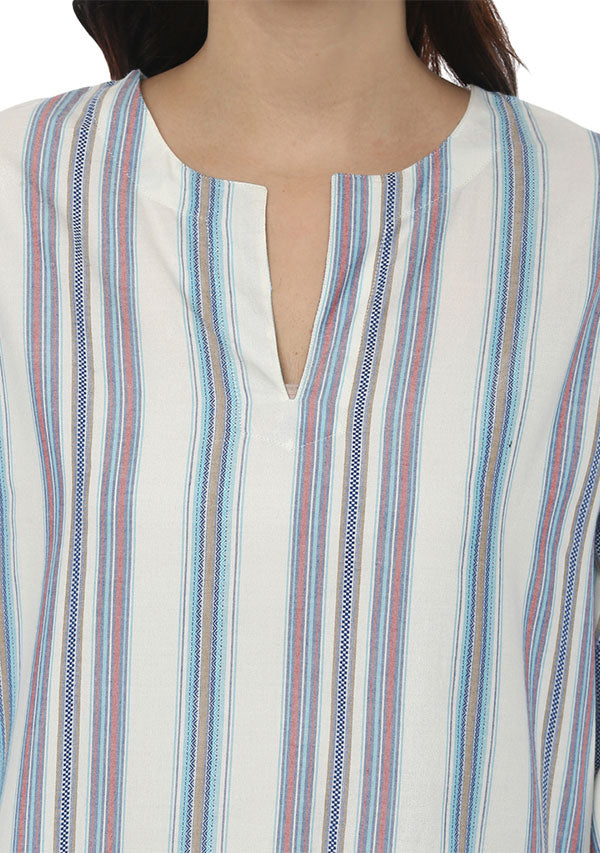 Blue Pink Striped Cotton Night Suit - unidra.myshopify.com
