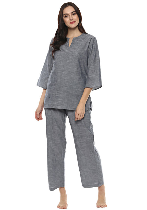 Grey Cotton Night Suit - unidra.myshopify.com