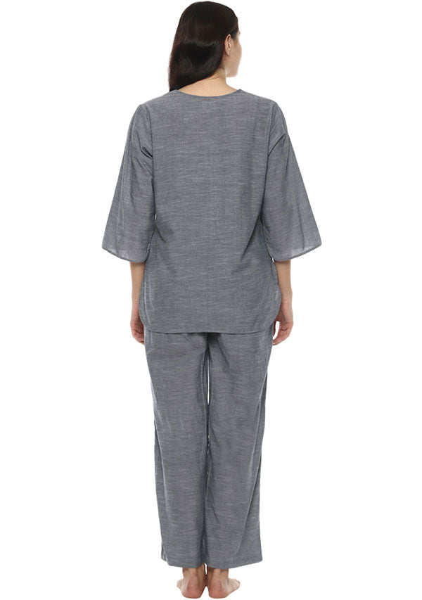 Grey Cotton Night Suit - unidra.myshopify.com